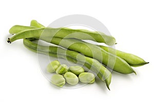 Broad bean pods and seeds