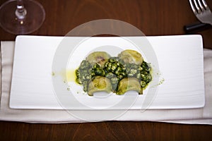 Broad Beans with Spinachs and Artichokes dressed with Olive Oil photo