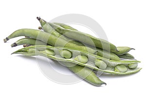 Broad beans Vicia faba var. major in pods and seeds