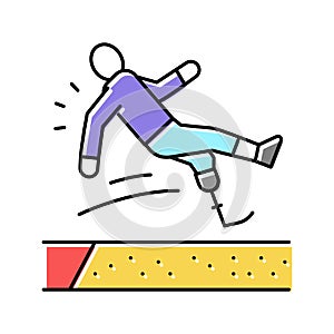 broad jump handicapped athlete color icon vector illustration