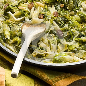 Broad-leaved Endive Salad Cooked Closeup