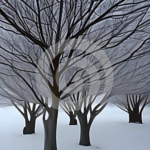 Broad-leaved forest in the winter.