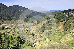 The broad neat terraces under huangling mountain, adobe rgb