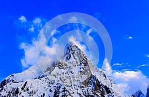 Broad peak near the K2 peak in the Karakorum mountains range in Pakistan