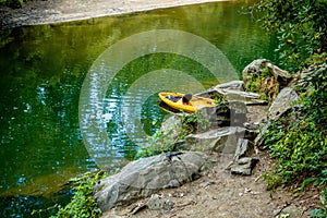 Broad river water flow through blue ridge mountains
