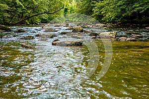 Broad river water flow through blue ridge mountains