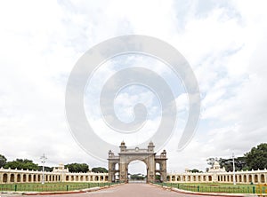 A broad view of the main gate of Mysore palace from East