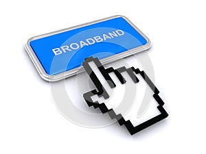 Broadband button on white