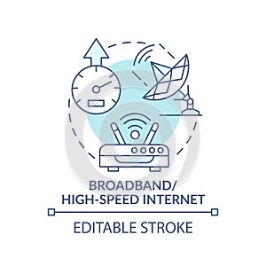 Broadband, high speed internet turquoise concept icon