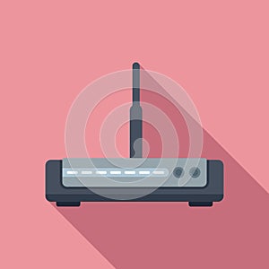 Broadband modem icon flat vector. Internet router