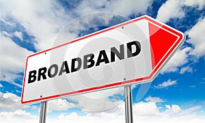 Broadband on Red Road Sign.