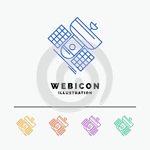 Broadcast, broadcasting, communication, satellite, telecommunication 5 Color Line Web Icon Template isolated on white. Vector