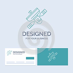 Broadcast, broadcasting, radio, satellite, transmitter Business Logo Line Icon Symbol for your business. Turquoise Business Cards