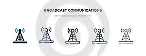 Broadcast communications tower icon in different style vector illustration. two colored and black broadcast communications tower