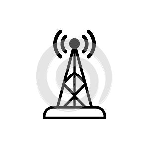 Broadcast communications tower icon isolated on white background