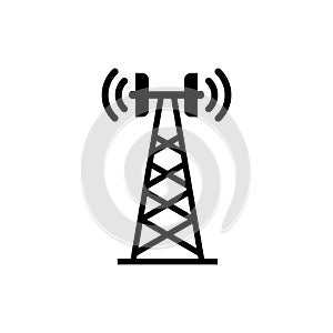Broadcast communications tower icon isolated on white background