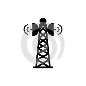 Broadcast communications tower icon isolated on white background