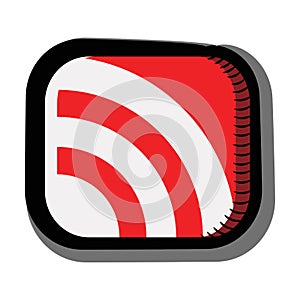 Broadcast icon, radio with shadow. Media. Symbol, red sign. Vector illustration Transparent. White Insulated.