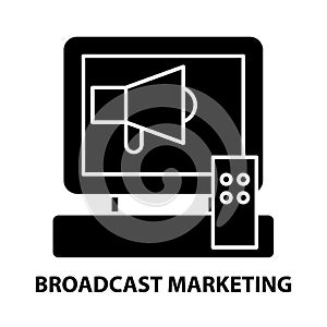 broadcast media marketing icon, black vector sign with editable strokes, concept illustration