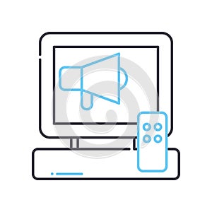broadcast media marketing line icon, outline symbol, vector illustration, concept sign