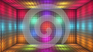 Broadcast Pulsating Hi-Tech Blinking Illuminated Cubes Room Stage, Multi Color, Events, 3D, Loopable, 4K