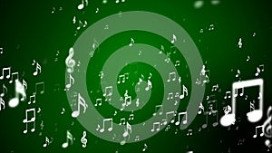 Broadcast Rising Music Notes, Green, Events, Loopable, 4K