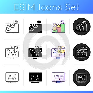 Broadcast services icons set