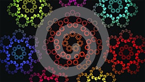 Broadcast Spiraling Hi-Tech Illuminated HUD Flower Patterns, Multi Color, Events, 3D, Loopable, 4K