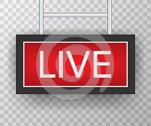 Broadcast studio live light. live sign radio and television. Vector stock illustration