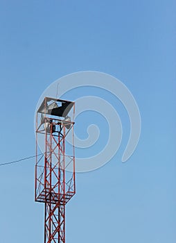 Broadcast tower and clear blue sky