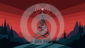 The broadcast tower was like a watchful sentinel constantly monitoring the population and instilling fear into their