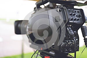 Broadcast tv; movie shooting or video production and film, tv crew team with camera