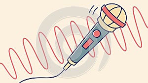 Broadcasting Microphone with Sound Waves, vector design Generative AI