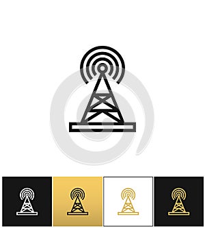 Broadcasting tower or broadcast station vector icon