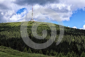 Broadcasting tower on the highest Moravian hill Praded