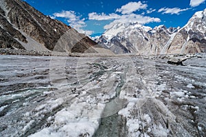 Broadpeak mountain view from Vigne glacier, K2 base camp trekking route surrounded by Karakoram mountains range, Pakistan