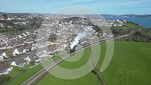Broadsands, Torbay, South Devon, England: Steam train on route to Kingswear