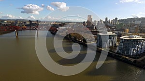 Broadway Draw Bridge Willamette River Portland Oregon Downtown City Skyline