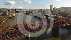 Broadway Draw Bridge Willamette River Portland Oregon Downtown City Skyline