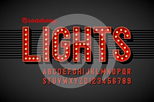 Broadway lights retro style font with light bulbs photo