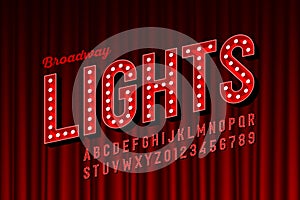 Broadway lights retro style font with light bulbs photo
