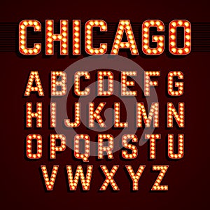 Broadway lights style light bulb alphabet