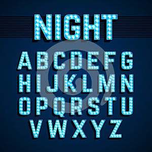 Broadway lights style light bulb alphabet, night show