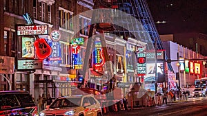 Broadway at night in Nashville\'s music area 3