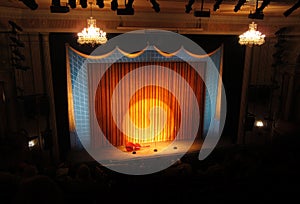 Broadway stage with spotlight