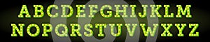 Broadway style green light bulb alphabet. Vector