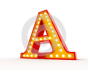 Broadway style light bulb alphabet 3d rendering