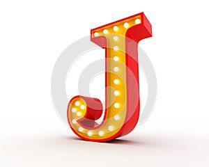 Broadway style light bulb alphabet 3d rendering