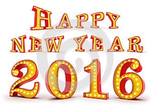 Broadway style light bulb number 3d rendering