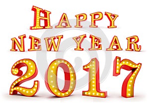 Broadway style light bulb number 3d rendering